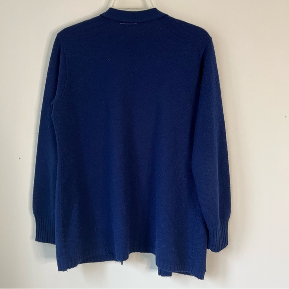 Vintage Sears Navy Blue Open Front Sweater Cardigan with Pockets - Picture 3 of 11